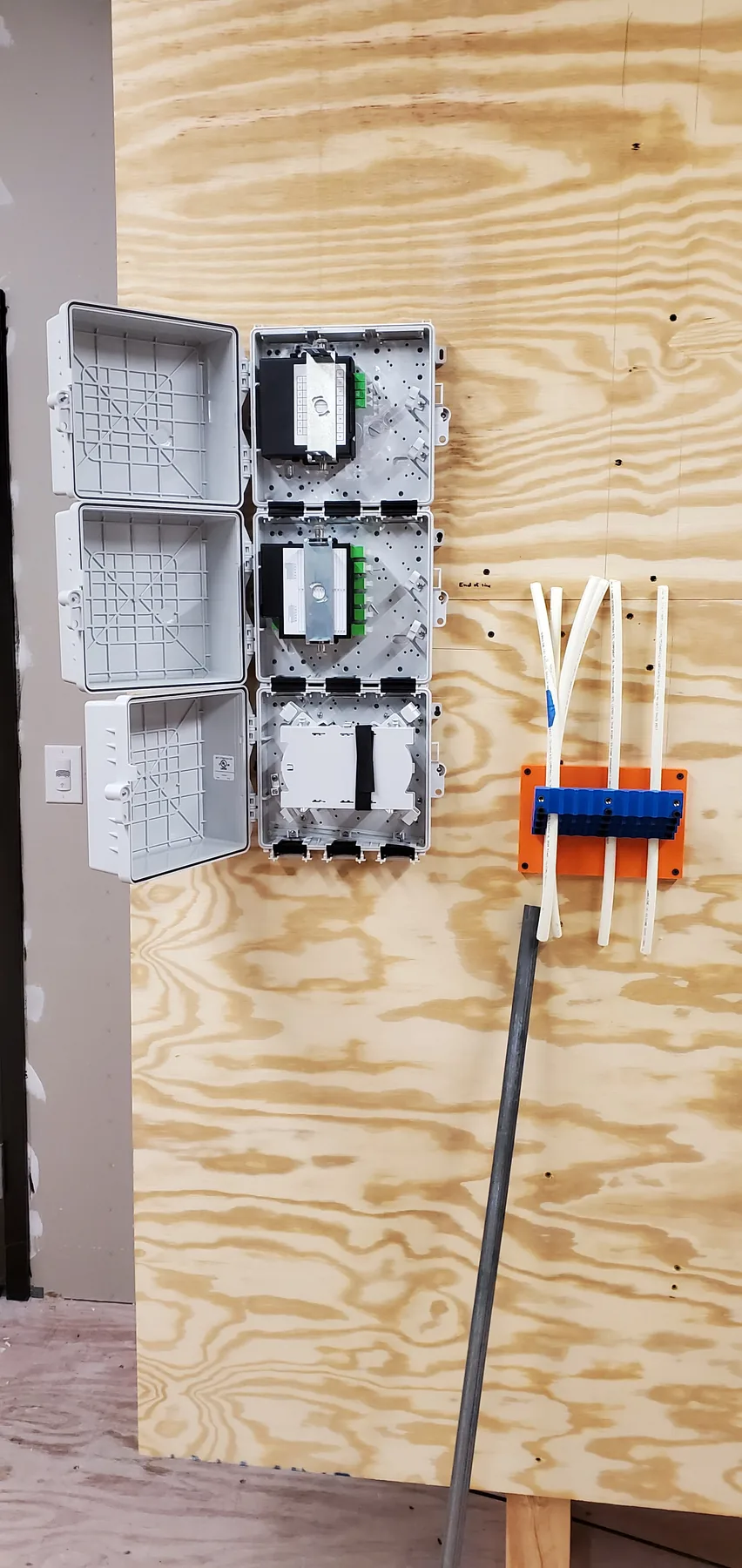 Training still: open enclosures on plywood