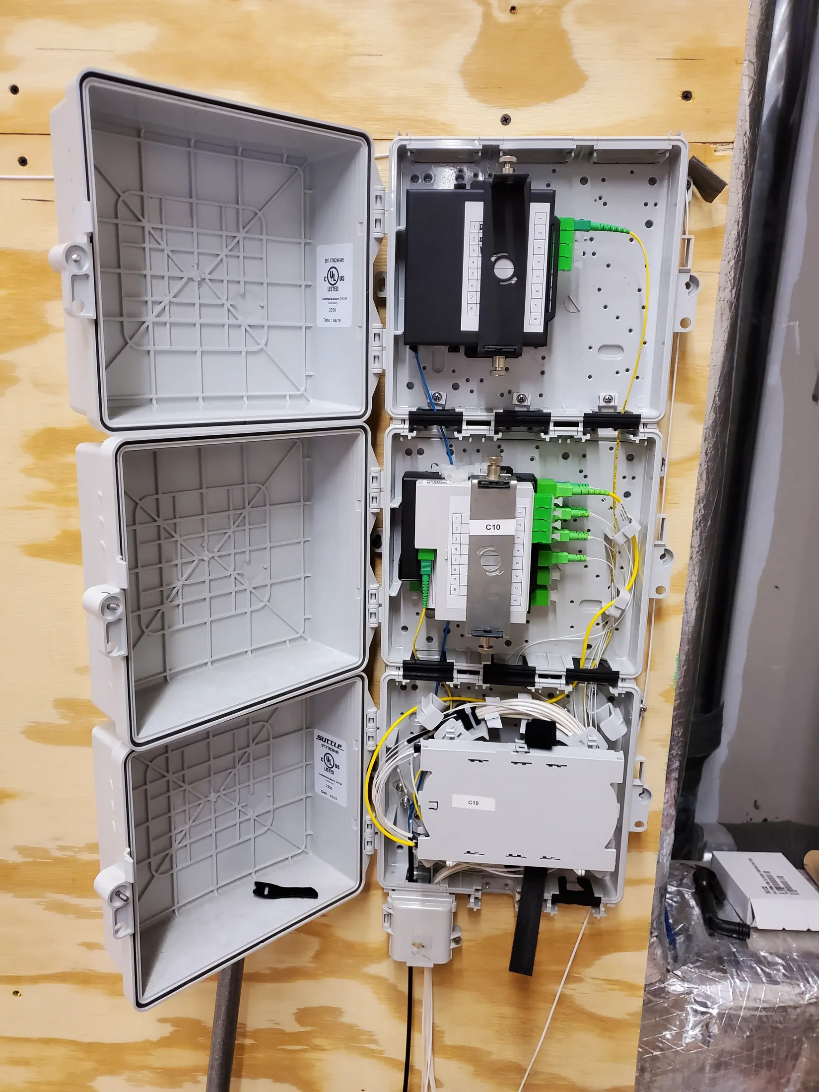Issued lab still, 2020-05-14: three-bay enclosure with adapters