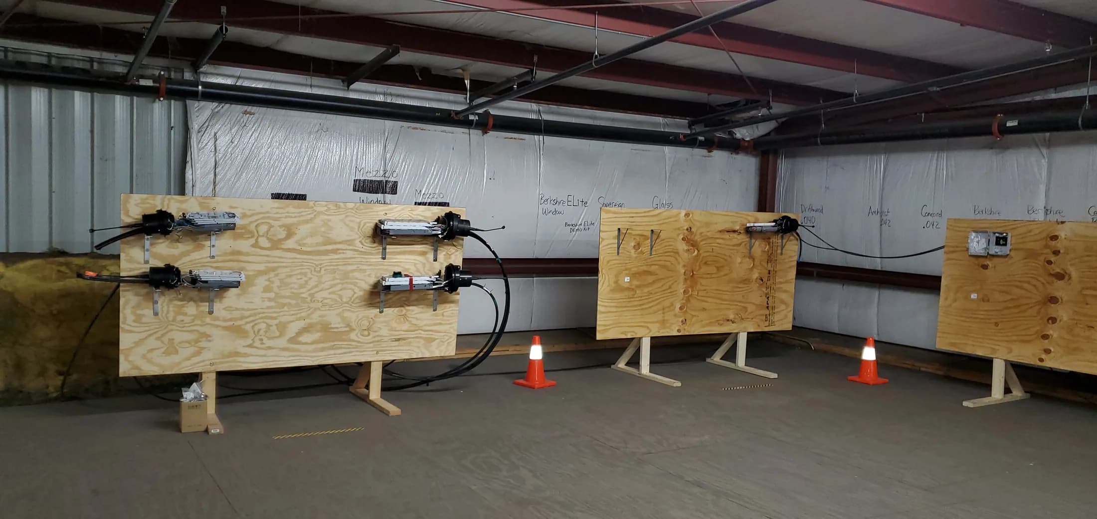 Issued lab still, 2020-07-23: plywood practice walls with closures