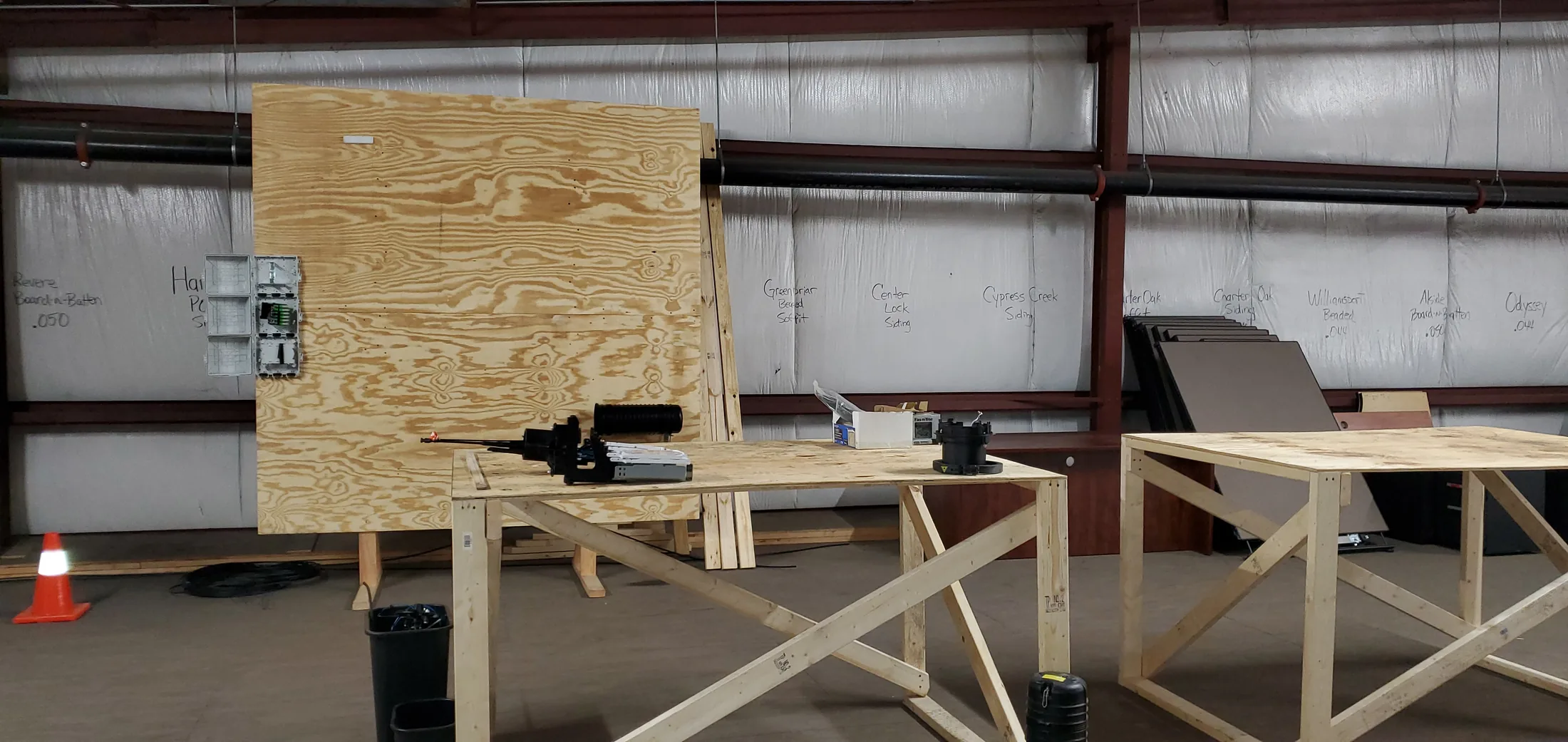 Issued lab still, 2020-07-23: empty board and closures on a work table